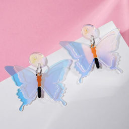 Серьги акриловые «Сияние» бабочки, цвет голубой