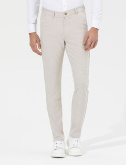 Bej Slim Fit Beli Lastikli Kanvas Pantolon - Pierre cardin фото 11