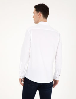 Рубашка Pierre Cardin Slim Fit белая с длинным рукавом