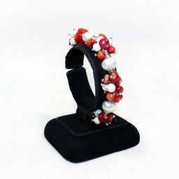 Браслет из коралла и жемчуга на цепи 18 см - Сувенир-камни фото 2