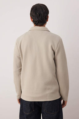 Tas Relaxed Kesim Waffle Dokulu Polo Yaka Sweatshirt TMNAW26SW00058