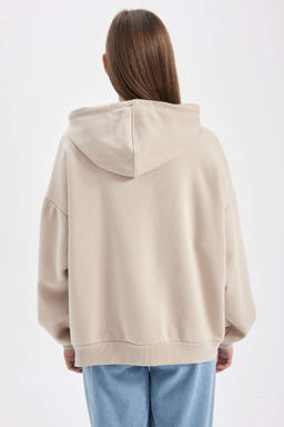 толстая толстая толстовка с капюшоном свободного кроя - Defacto фото 6