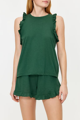 Trendyolmilla Siyah %100 Pamuklu F?rf?rl? Sortlu Orme Pijama Tak?m? THMSS22AU0304 фото 4