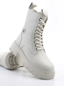 04-PAX85-2Z MILK Ботинки зимние женские (натуральная кожа, 100% шерсть)