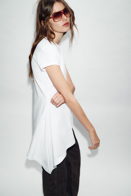 ASYMMETRIC SHORT SLEEVE T-SHIRT - Zara фото 3