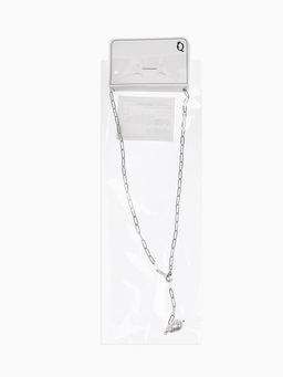 Цена за 2 шт. Цепь с бусиной "Жемчужина", вытянутое звено, цвет белый в серебре