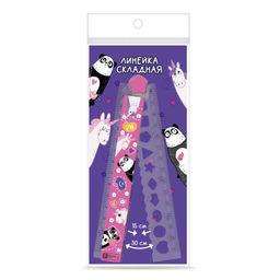 Линейка , арт.68493/ 100 ПАНДА И ЕДИНОРОГ (15-30 см, полистирол, стикер с полноцветной запечаткой, п