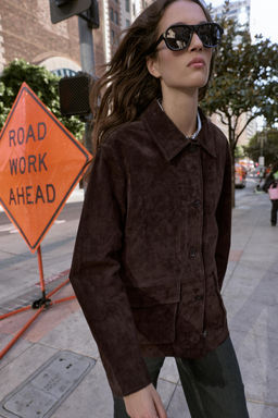 100% LEATHER SUEDE JACKET - Zara фото 14