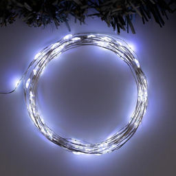 Гирлянда Нить 5 м роса, IP20, серебристая нить, 100 LED, 2 режима, батарейки AAх3 (нет в комплекте), свечение белое