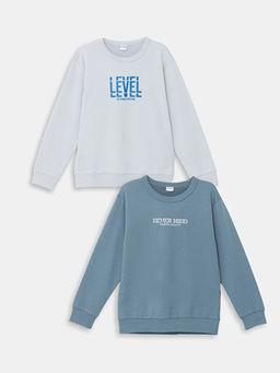 Bisiklet Yaka Erkek ?ocuk Sweatshirt 2li
