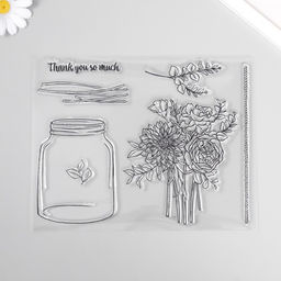 Штамп для творчества «Банка с цветами», 17×21.5×0.3 см