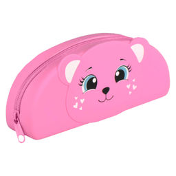 Пенал школьный Феникс+, арт.68395/ 25 РОЗОВЫЙ МИШКА (без наполнения, 20х8х4 см, силиконовый полимер,