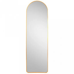 Зеркало напольное, настенное, интерьерное 50х160см, в полный рост, арочная форма, алюминиевая рама ширина 2,7см, цвет - золото, U-образная металлическая подставка, в коробке (Китай)