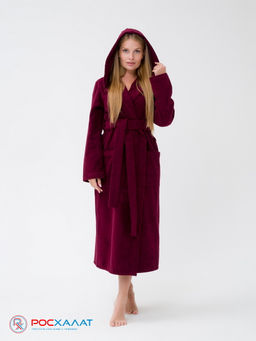 Женский халат с капюшоном темно-бордовый МЗ-06 (122) - Росхалат фото 3