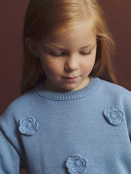 Bisiklet Yaka Nak??l? Uzun Kollu K?z ?ocuk Kazak