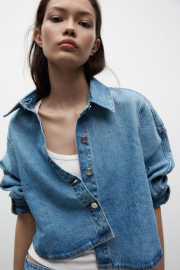 Z1975 CROPPED OVERSIZE DENIM SHIRT - Zara фото 2