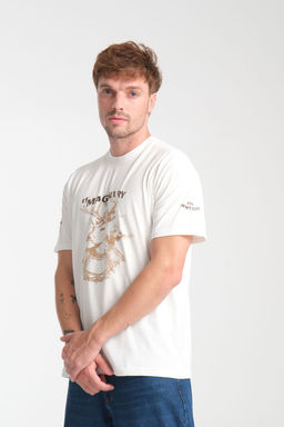 TRENDYOL MAN Beyaz Oversize/Genis Kesim Geyik Bask?l? %100 Pamuk T-Shirt TMNSS25TS00201 - Trendyolmilla фото 5