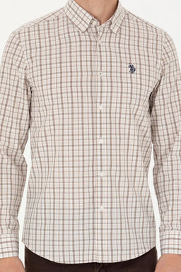 U. S. Polo Assn Мужская рубашка песочного цвета в клетку - U.s. polo assn фото 20