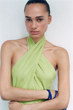 VESTIDO MIDI HALTER CON LINO / Lima - Zara фото 2