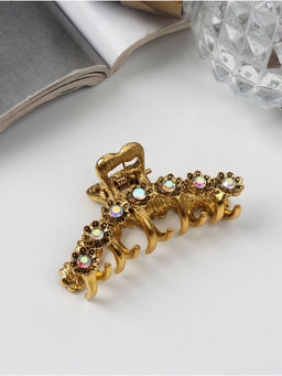 Цена за 6 шт. Крабик для волос «Каспиан», цветочки, 5 см, золото