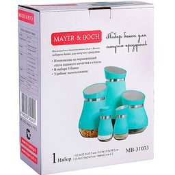 31033 Набор для сыпучих продуктов 5пр стекло/нерж/ст MB (х4). - Mayer&boch фото 5