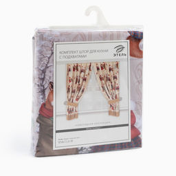 Комплект штор д/кухни с подхватами Winter holidays 145х180см-2 шт., габардин - Этель фото 8