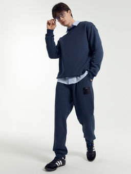 Брюки мужские синие с печатью