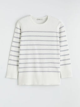 Bisiklet Yaka ?izgili Kad?n Triko Kazak