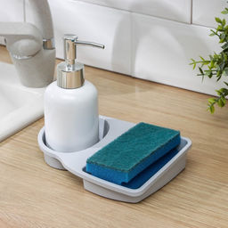 Цена за 2 шт. Подставка для губки и дозатора, пластик, МИКС