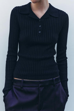 RIBBED KNIT POLO NECK JUMPER - Zara фото 20