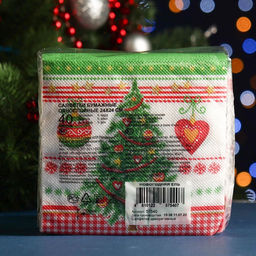 Цена за 6 шт. Салфетки бумажные Desna Design Новогодняя ель, 1 слой, 24?24 см, 40 шт.