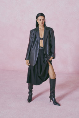 Siyah Limited Edition Pilili Kemerli Midi Etek TWOAW26ET00062 - Trendyolmilla фото 4