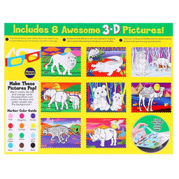 Книжка-раскраска многоразовая «Животные» фломастеры 12 цветов, 3D очки, бутылочка для воды