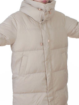 3063 BEIGE Пальто пуховое женское оверсайз (утиный пух) - Fashion фото 2