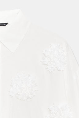 CAMISA FLUIDA FLORES RELIEVE / Blanco - Zara фото 8