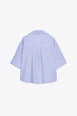 CROPPED LINEN BLEND SHIRT - Zara фото 16