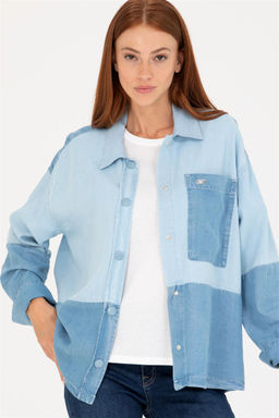 Женская синяя джинсовая рубашка - U.s. polo assn фото 10