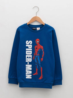 Bisiklet Yaka Spiderman Bask?l? Uzun Kollu Erkek ?ocuk Sweatshirt