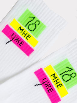 Цена за 5 пар!!! Носки женские белые с рисунком в виде надписи 18 мне уже 217K-2459 белый - Mark formelle фото 4