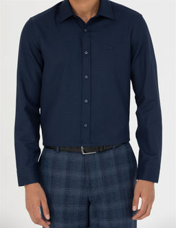 Lacivert Slim Fit Uzun Kollu G_mlek