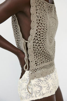 KNIT CROCHET TOP WITH TIES - Zara фото 5