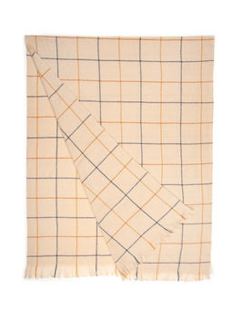 Палантин в клетку бежевого цвета с бахромой - Модные истории фото 2