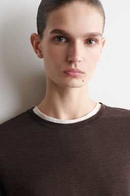 CAMISETA DE LINO CON CUELLO REDONDO - H&m фото 8
