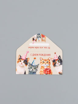 Цена за 10 шт. Конверт для денег «С Днем Рождения», котики, 16,5 х 8 см