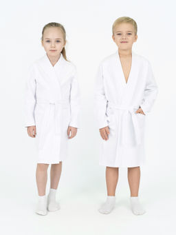 Халат детский белый  вафельный 913 (122, 64)