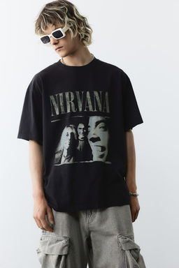 Camiseta estampada de estilo vintage Loose Fit