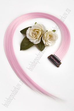 Прядь волос однотонная на заколке (6 шт) SF-3044, светло-розовый №203C