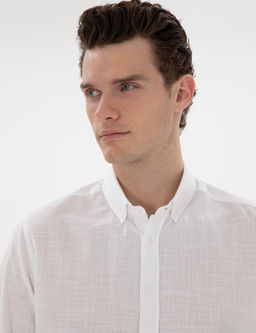 Beyaz Slim Fit Keten G_r_n_ml_ G_mlek - Pierre cardin фото 2