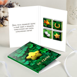 Открытка 4 шоколадки "На удачу"