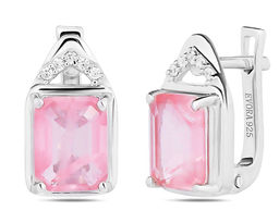 Серьги, турмалин розовый выращ., Агафья